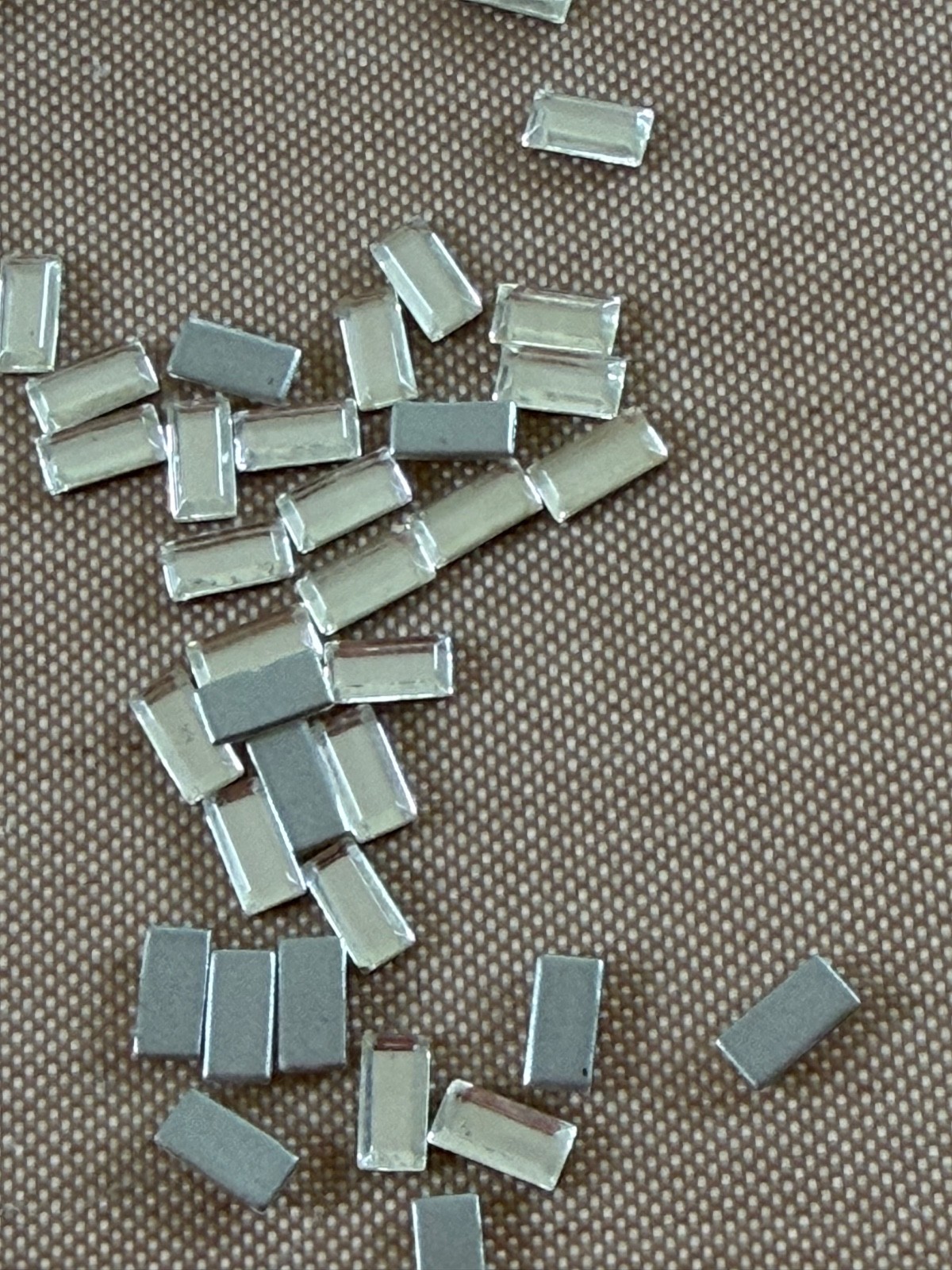 250 Rectangular Vintage Crystal Rhinestones 5×2.5mm Silver Foil Flat Back NOS