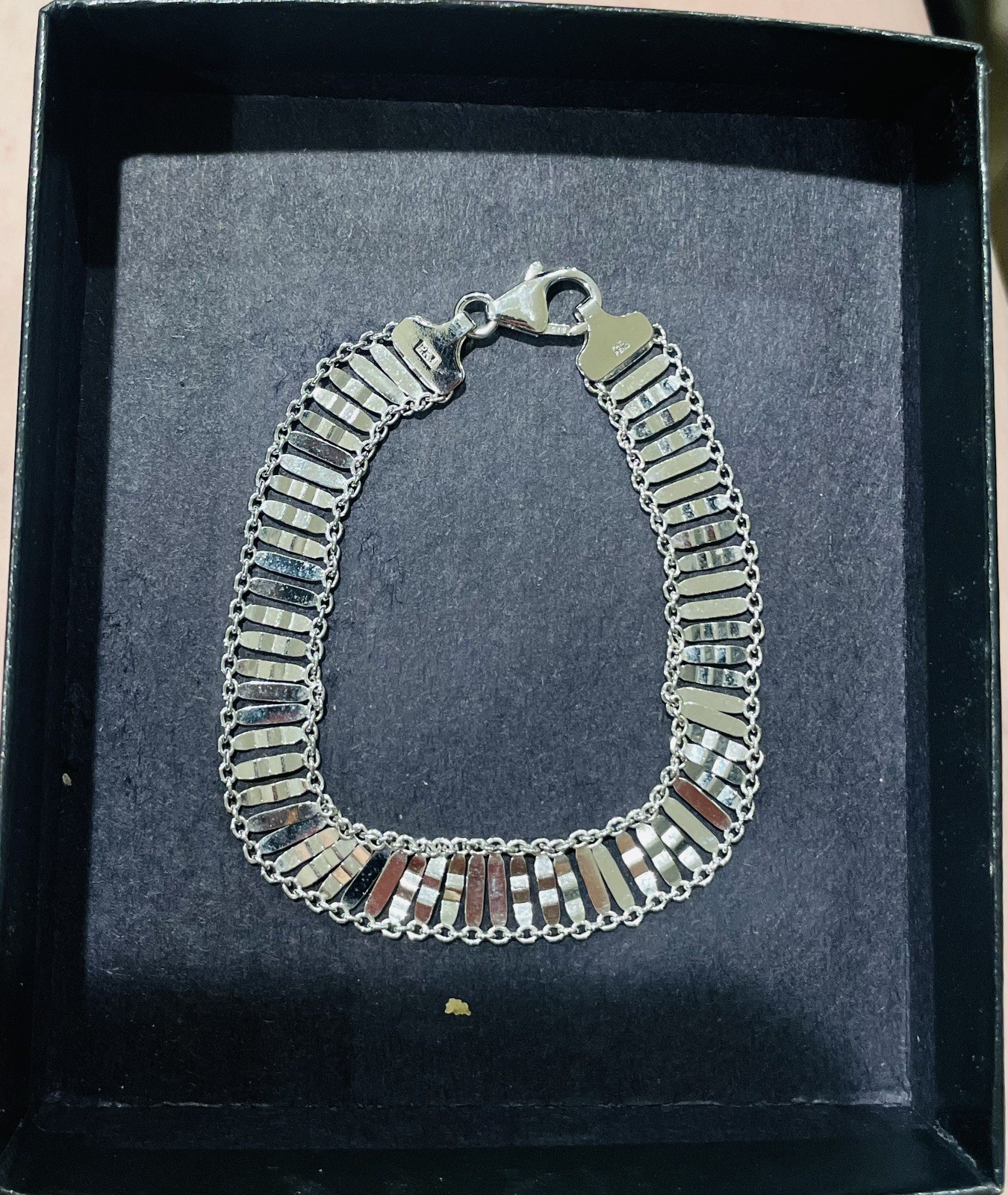 VINTAGE, DELICATE SPARKLY LINK BRACELET/NECKLACE SET ~Sterling 925, Italy