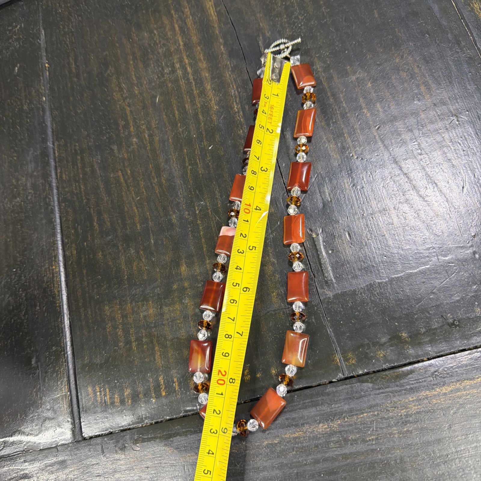 Carnelian Agate Beads w/ Clear, & Amber-Colored Spacers VTG Jewelry Set