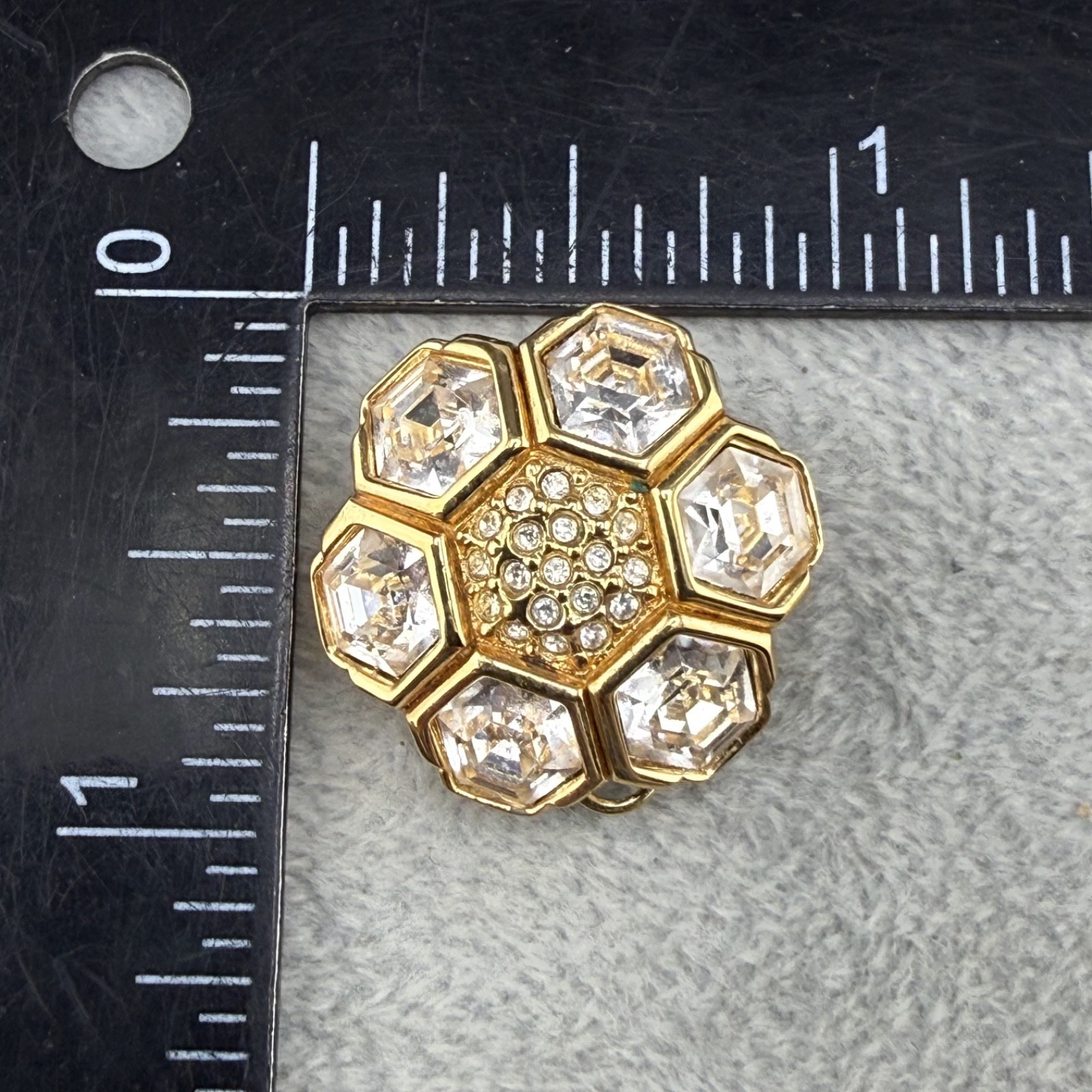 Vintage Swarovski Earrings Rhinestone Clip Ons Honeycomb