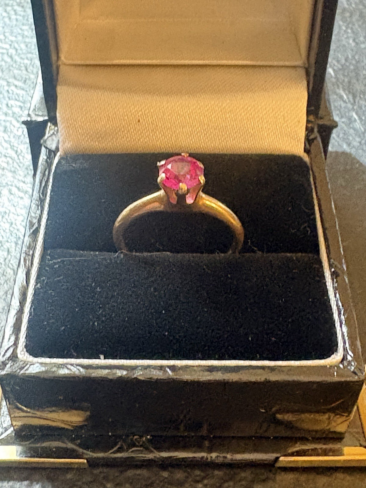 Antique Ostby Barton 14K Gold Ruby Pink Sapphire Ring