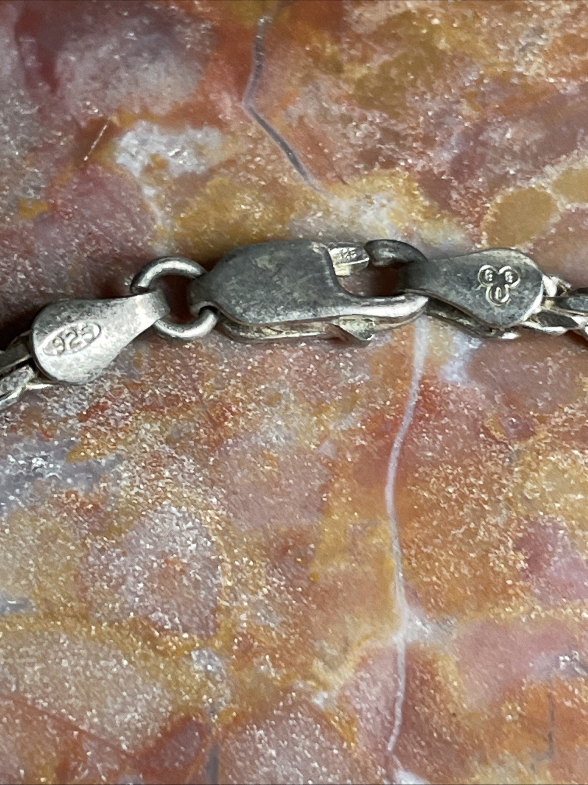 Vintage Italy Sterling Silver Rope Chain Bracelet 7.25”