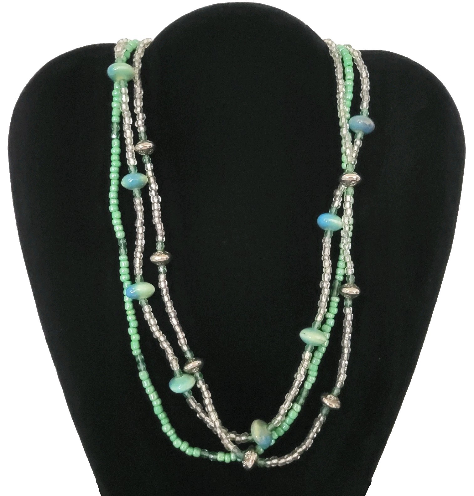 Vintage Beaded Necklace Multi Strand Multiple Style Beaded 18″ Necklace