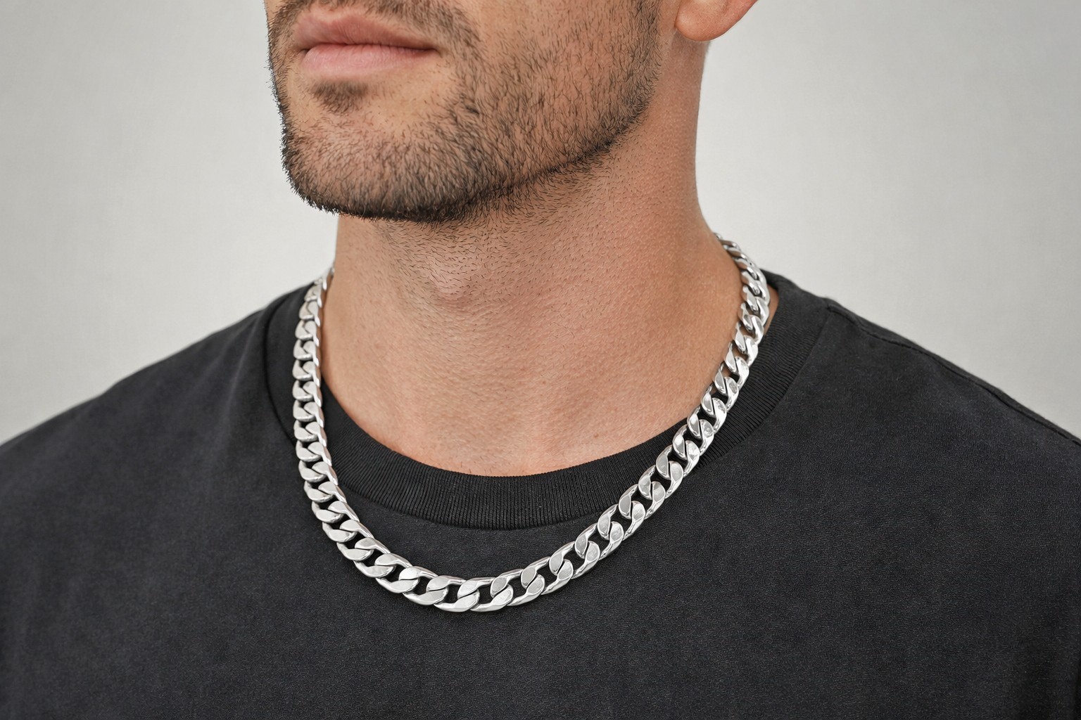 Vintage Polished Stainless Steel Unisex 10 mm Miami Cuban Chain Link Necklace