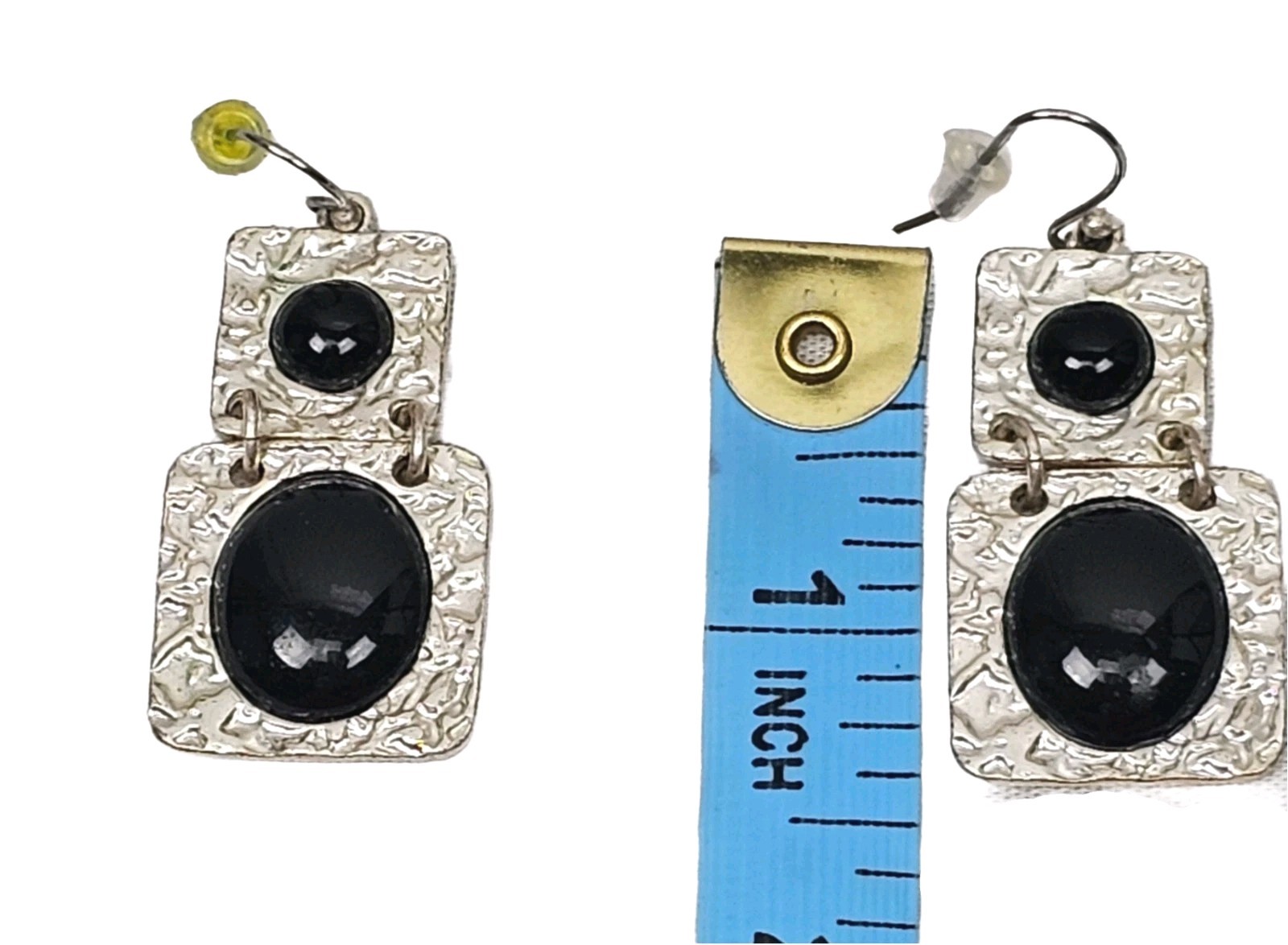 Vintage Mid-Century Style Geometric 2 Part Dangle Pierced Ear Earrings 1 3/8″L