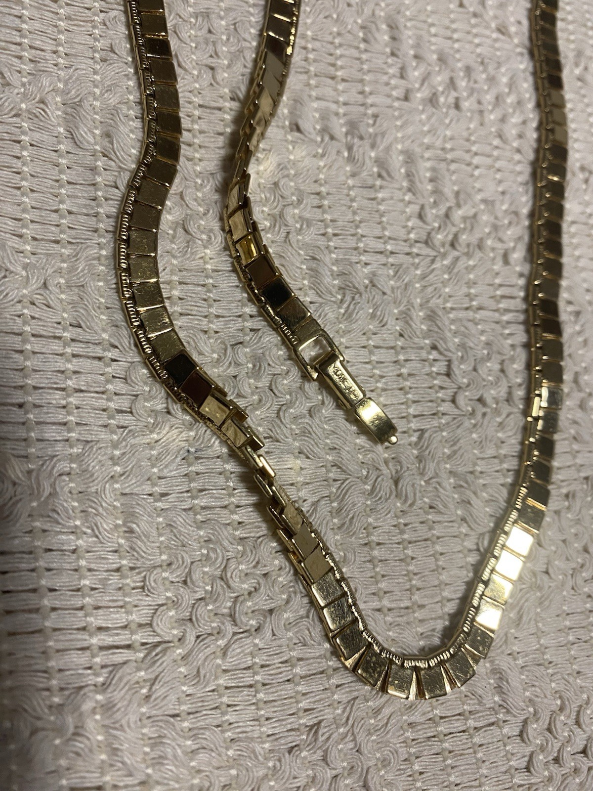Vintage Monet Gold Tone Flat Square Link Chain Necklace 24”