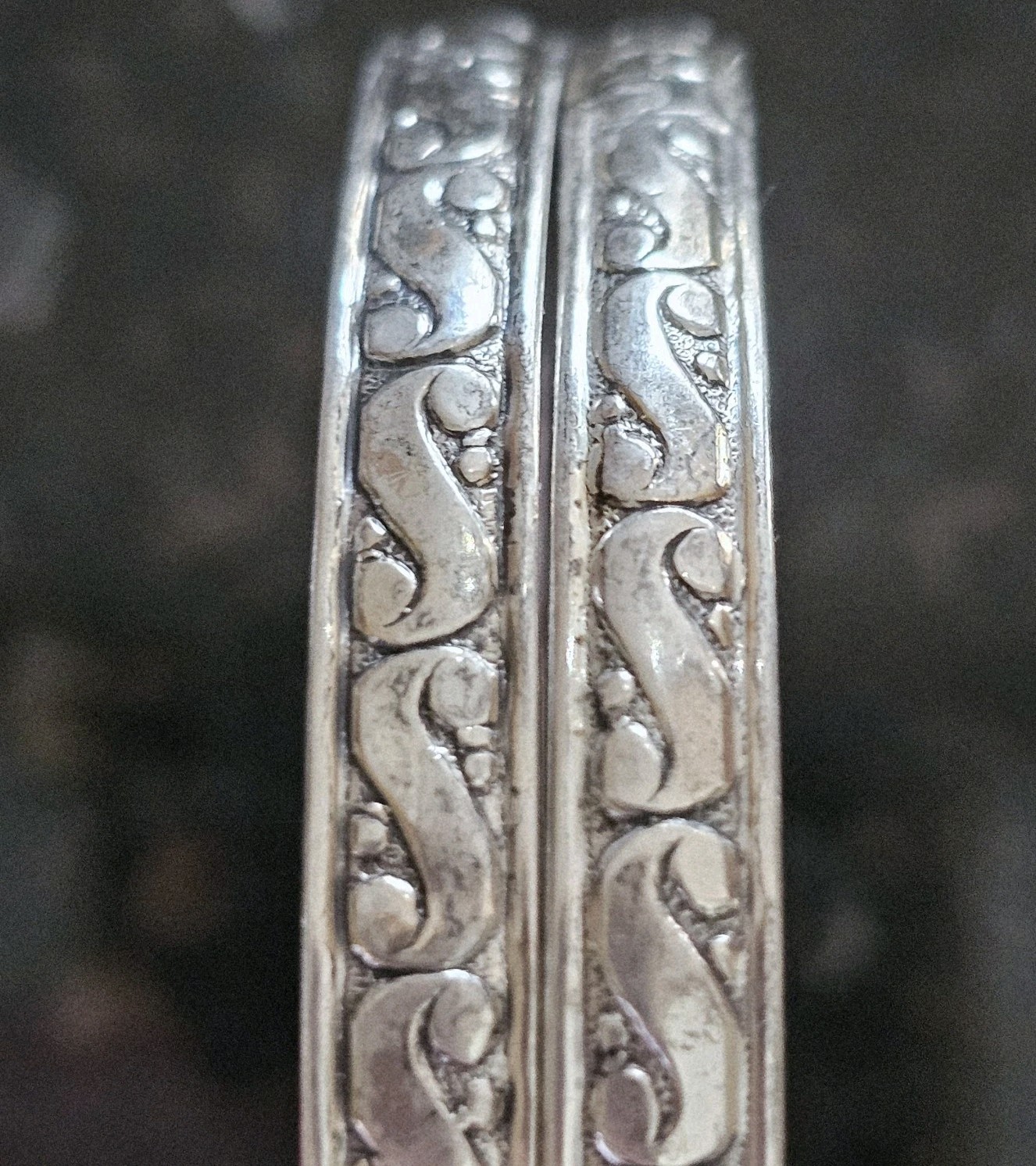 2 Danecraft Sterling Silver Bracelets S scroll 8″ Bangle Vintage