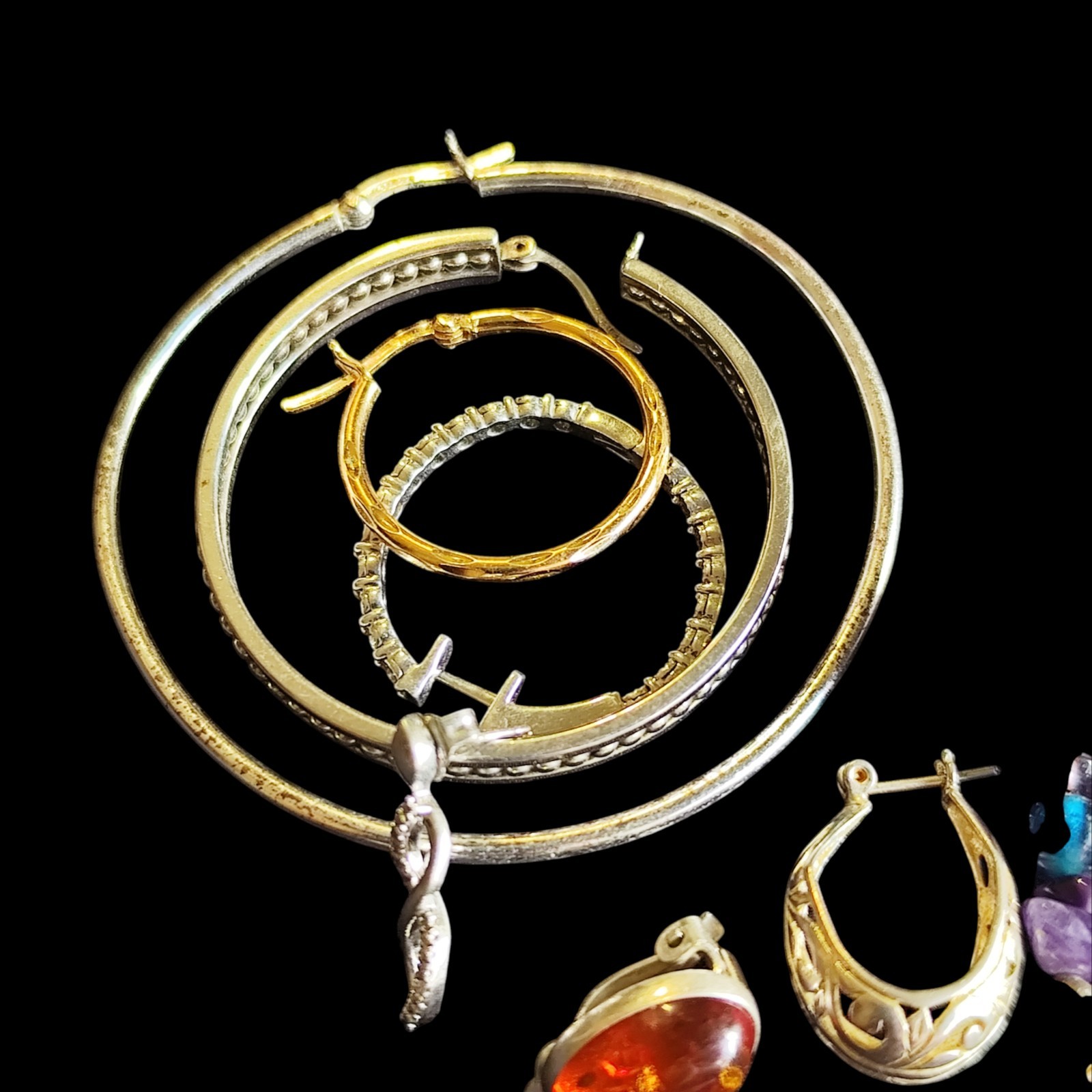 Vintage To Mod Sterling Silver Single Earring Lot Unknown Weight Not Scrap