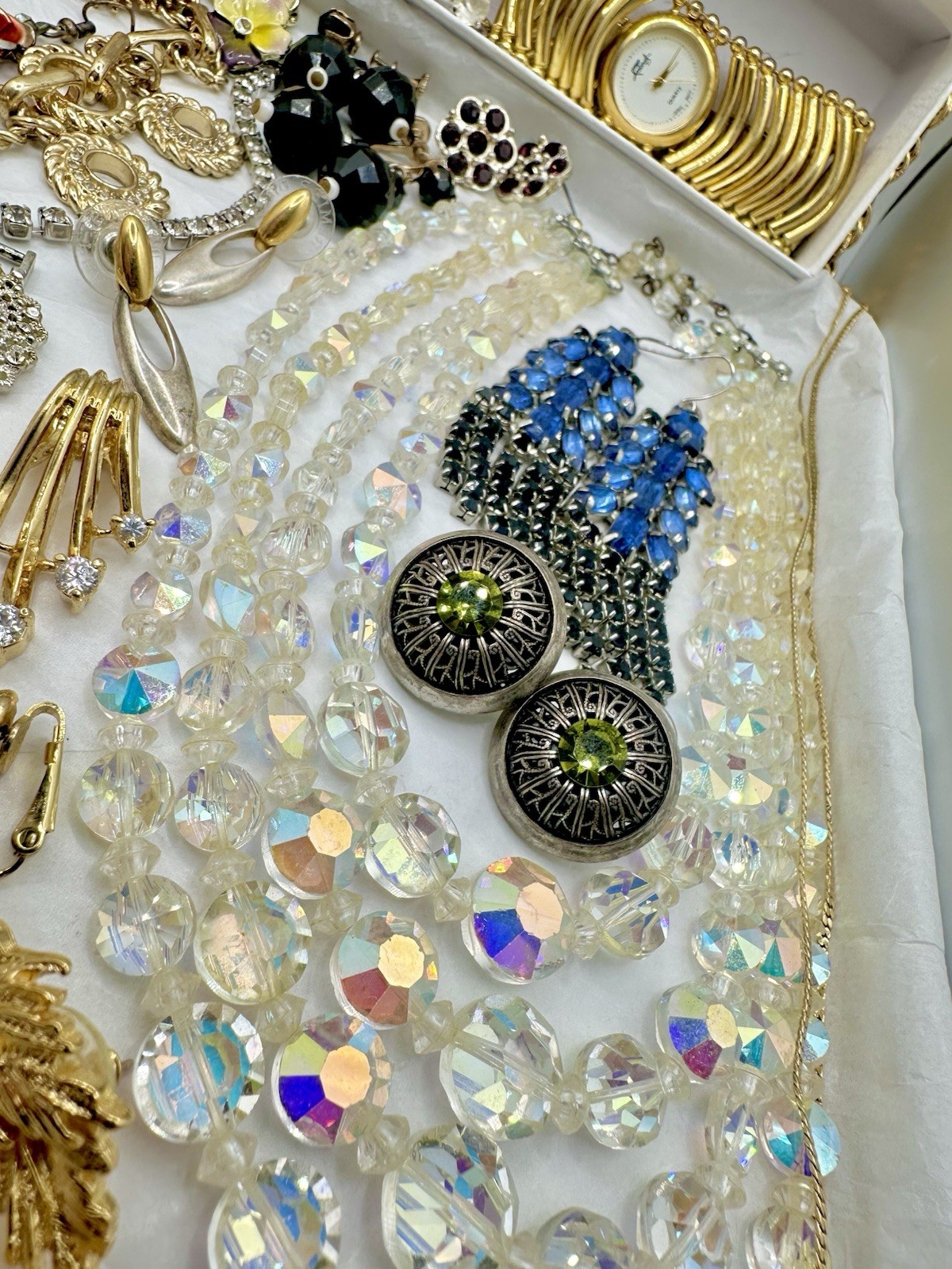 Antique VTG Estate Jewelry Gold Tone Monet Avon Crystal Romantic Sparkle Read