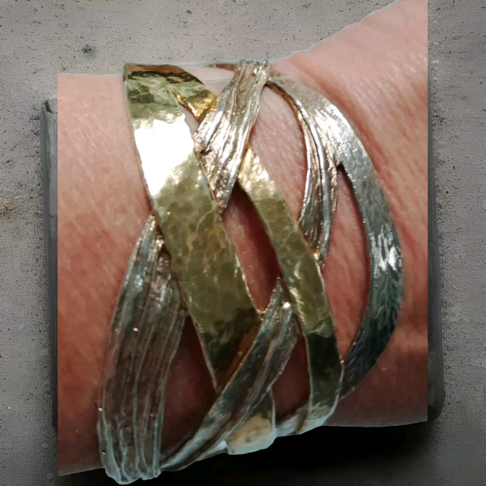 Sterling Silver 14 Carat Gold Plated Bracelet Wrap Adjustable Vintage Jewelry