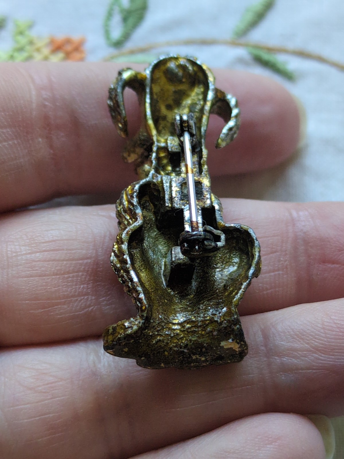 Vintage Dog Brooch Pin Lot Of 2, Enameled, Rhinestone