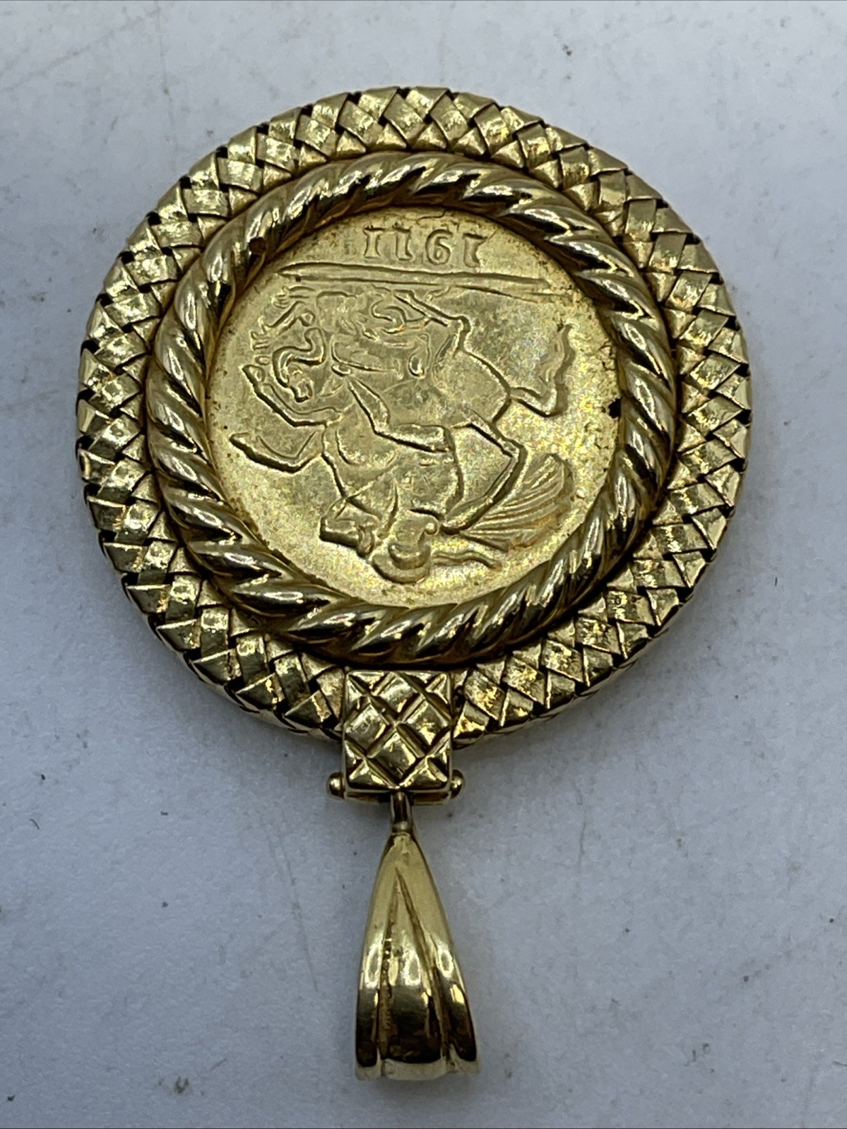1911 GREAT BRITAIN KING GEORGE GOLD COIN in 21K Frame & Lock CUSTOMIZED CHARM
