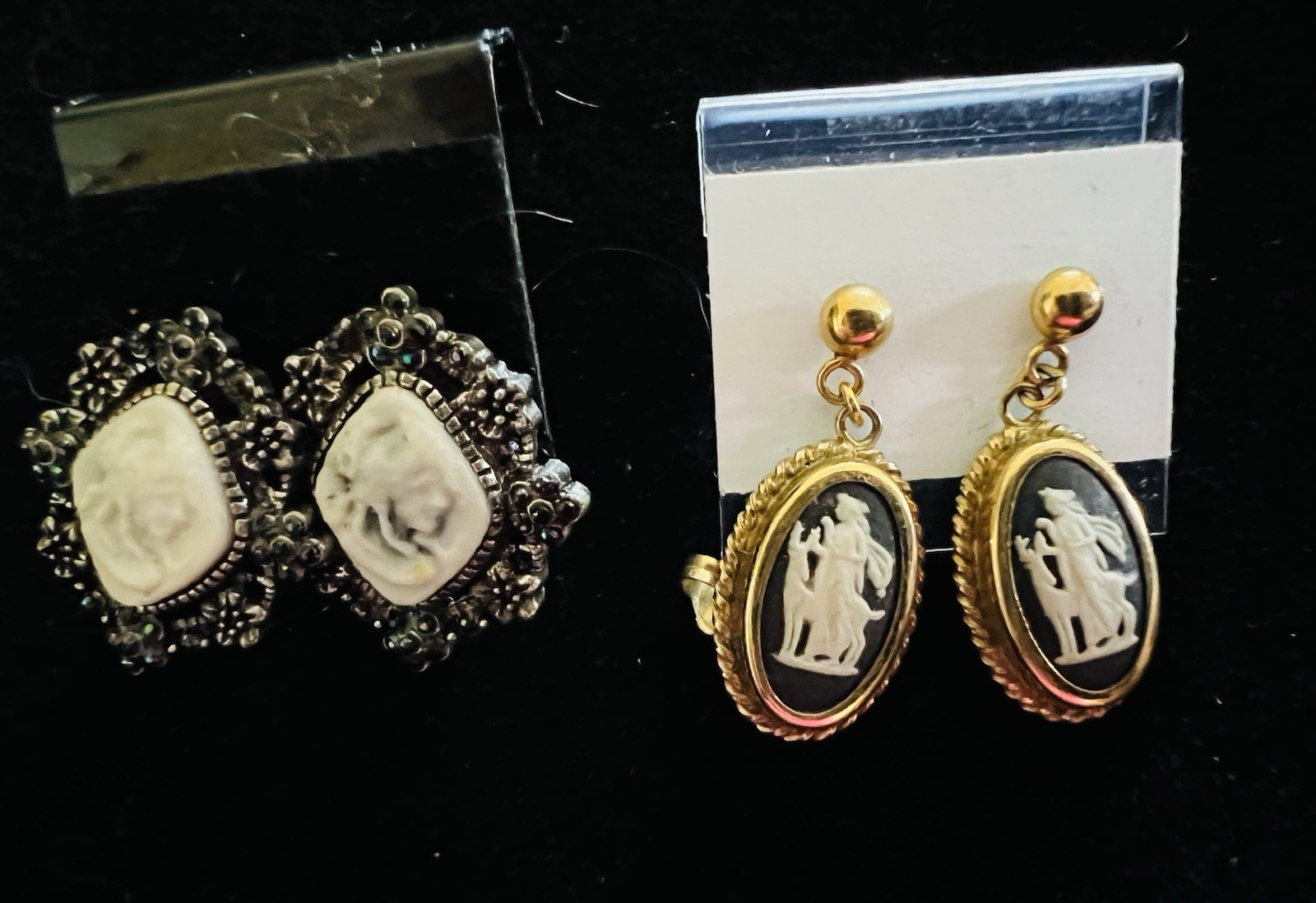 Vtg Estate Cameo Jewelry Artisan Painted Floral Romantic Victorian Revival Lot