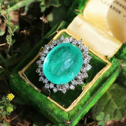 5.20.Ct Natural Emerald Antique Art Deco Vintage Engagement Ring 925 Silver
