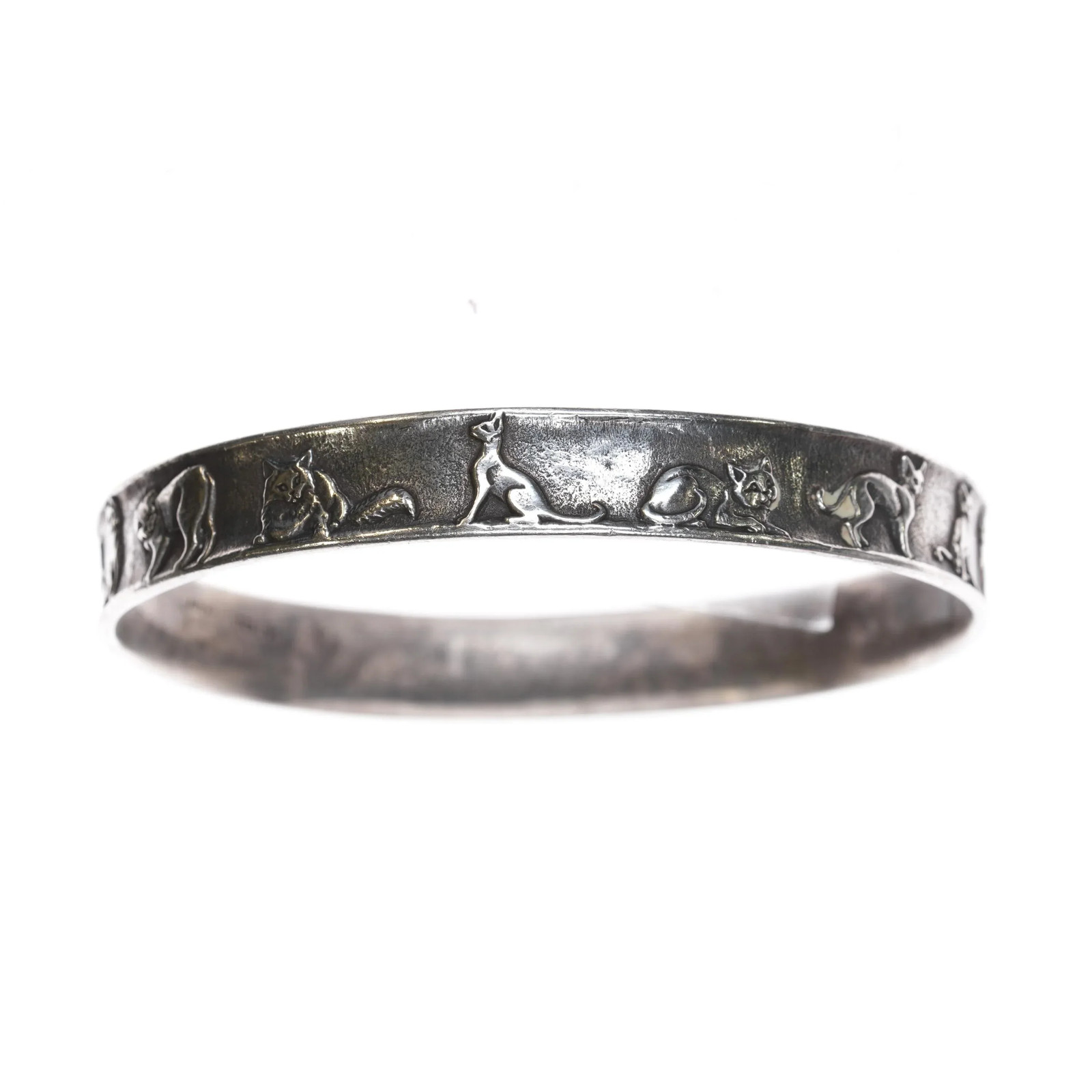 8″ Retired James Avery Sterling Exotic Cats bangle bracelet (older)