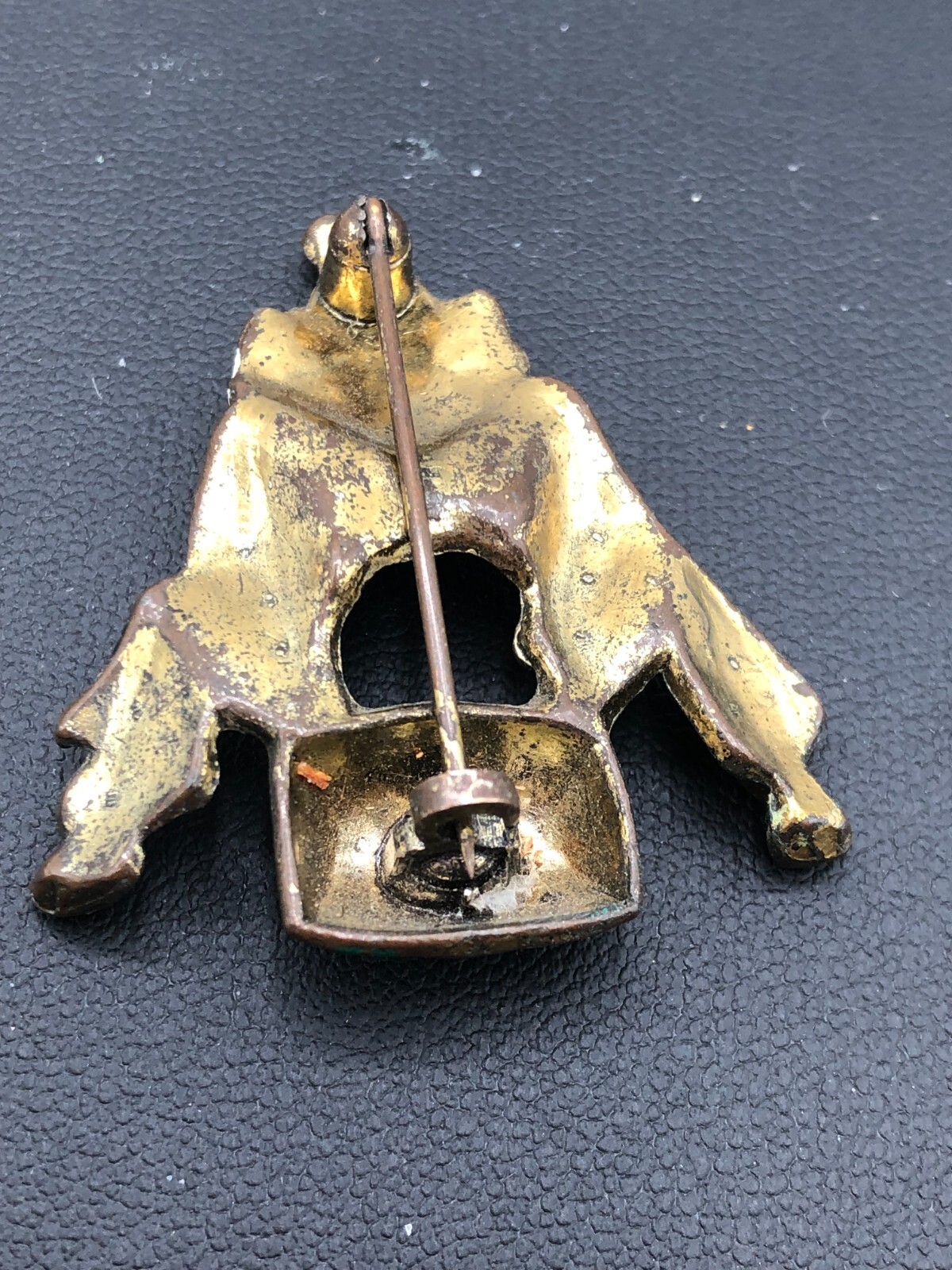 Antique Vintage Cast Iron Enamel Clown Pin Brooch C Clasp Early 20th Century