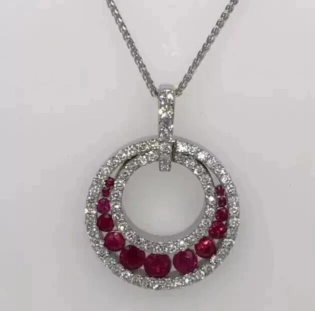 Art Deco Style Lab Created Diamond Anniversary Gift 14K White Gold FN Pendant