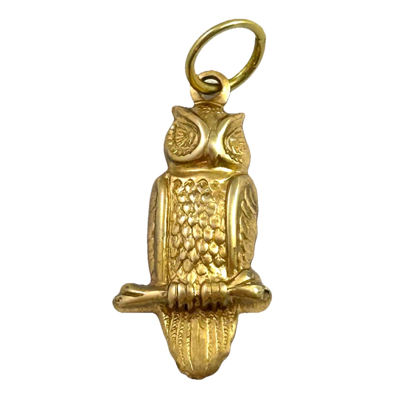 Vintage Owl Charm Necklace Pendant Brass Metal Stamping Charm Vintage Jewelry