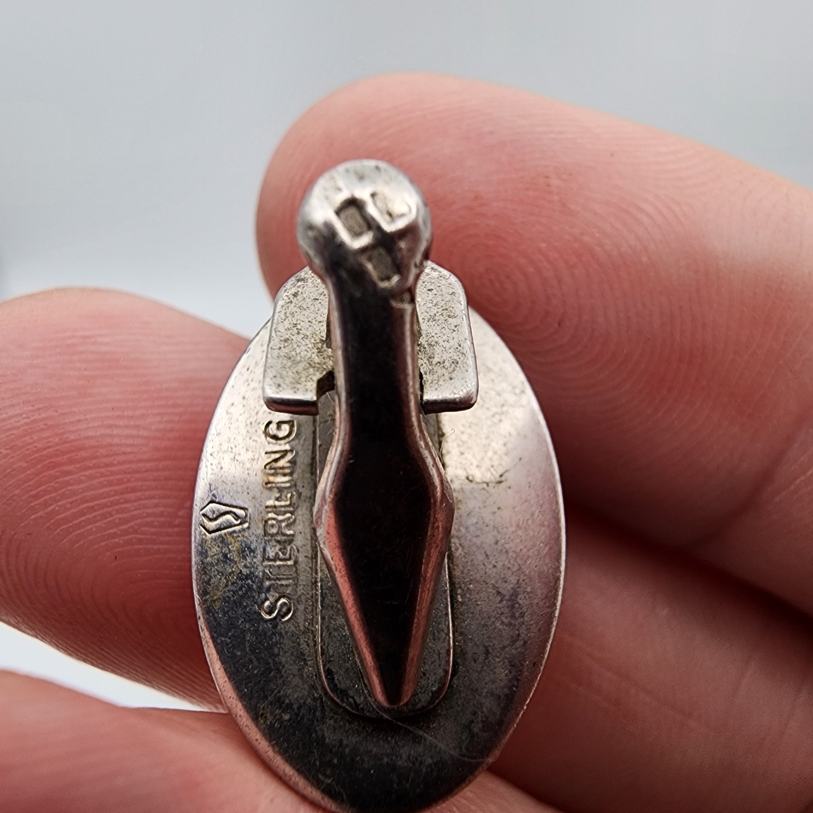 Vintage Stuckey Speer 925 Sterling Silver Oval Tie Clip Blank Mid Century Bar
