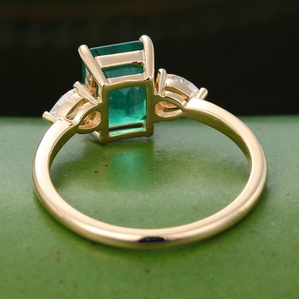 Art Deco Vintage 3.40 Ct Natural Emerald Engagement Ring 14K Yellow Gold Finish