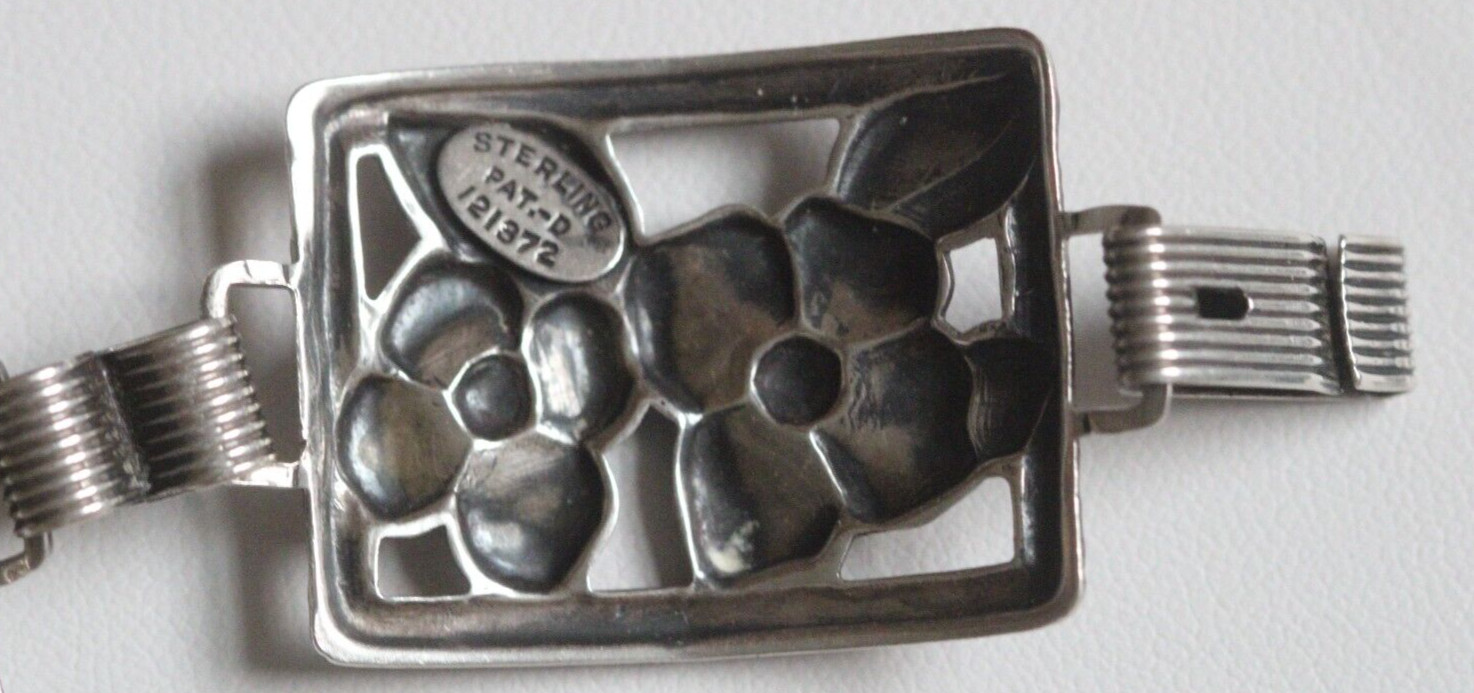 Vintage c. 1940’s Danecraft Felch & Co. Sterling Silver Floral Panel Bracelet