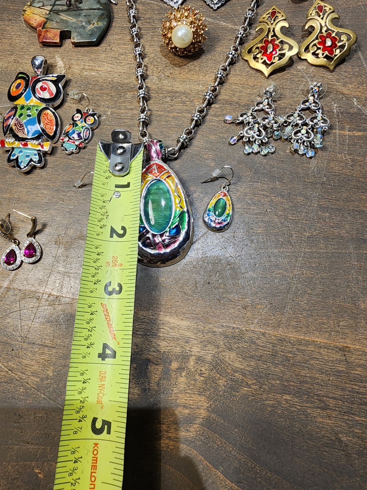 Rhinestone Bear Rainbows Owl 26 Pc Earrings, Necklaces Costume Jewelry Lot