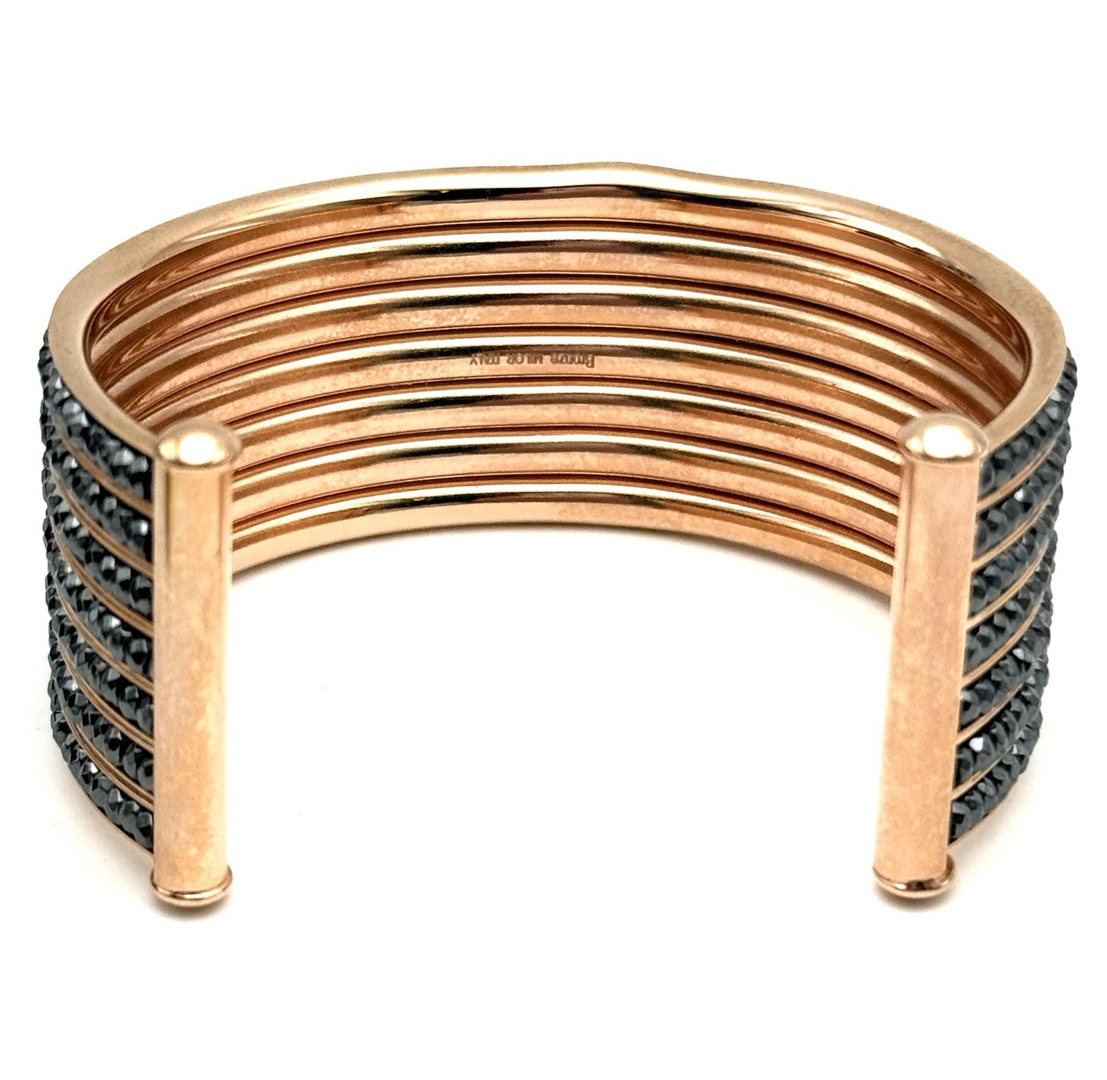 Italian Bronze MILOR Wide Cuff Statement Bracelet Layered Gunmetal Color Beads