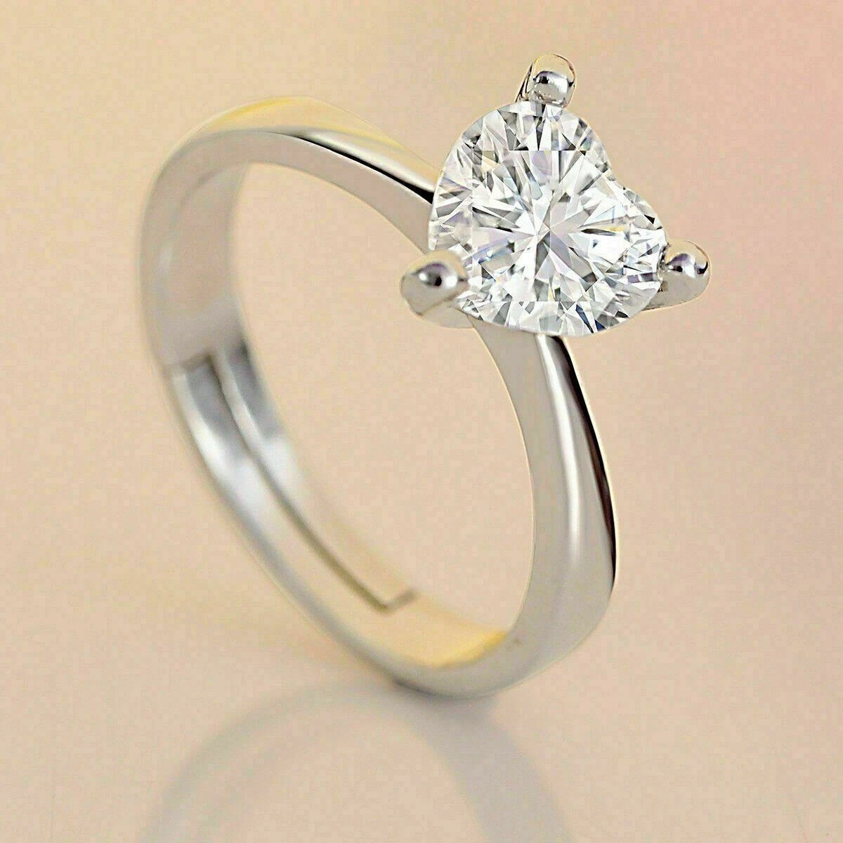 2.75Ct Art Deco Lab Created Diamond Heart Shaped Wedding 14K White Gold FN Ring