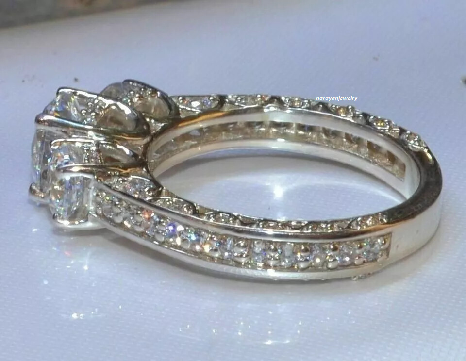 3Ct Round Cut Lab Created Diamond Anniversary Engagement 14K White Gold FN Ring