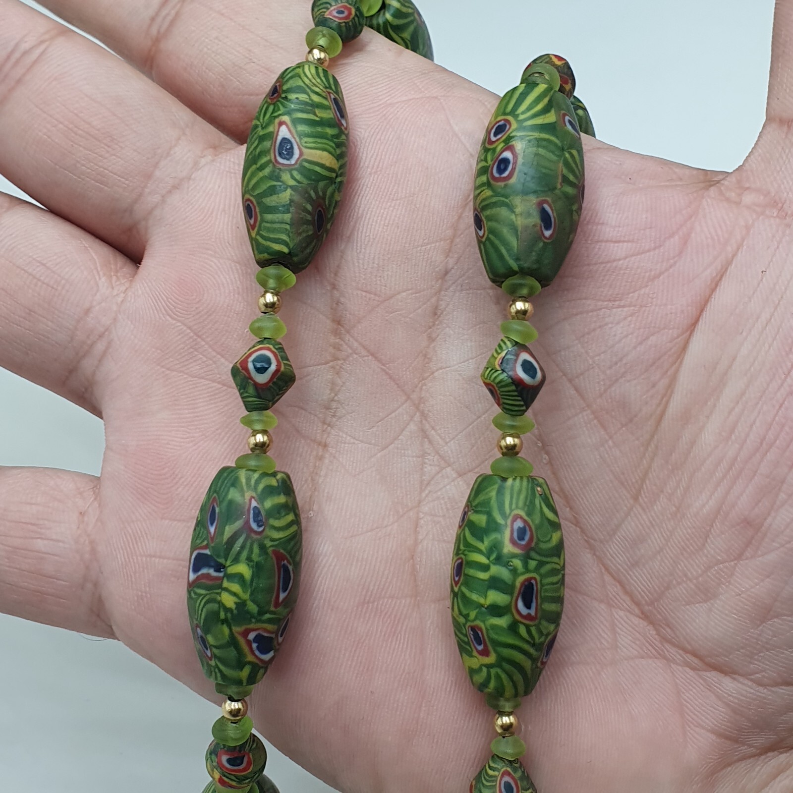 Vintage Venetian Style Amazing Gabri Eyes Glass Beaded Necklace