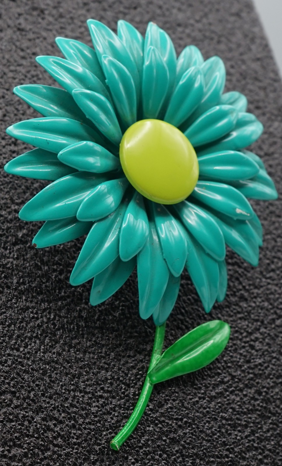 Vintage Enamel Light Green Flower Brooch: Boho Spring