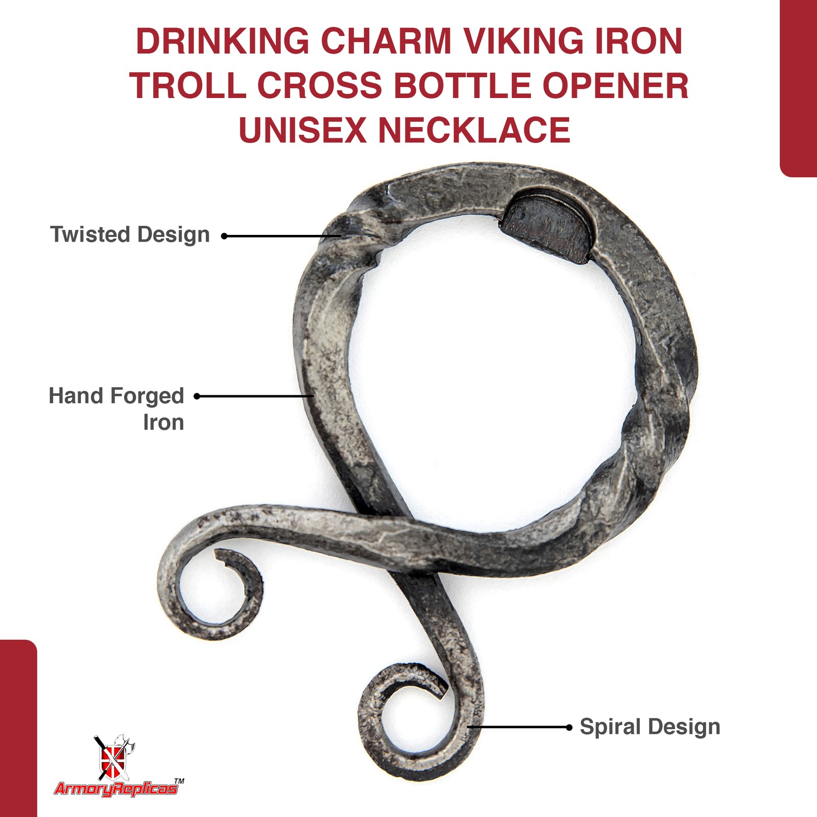Viking Iron Troll Cross Protection Necklace – Bottle Opener – Medieval Charm