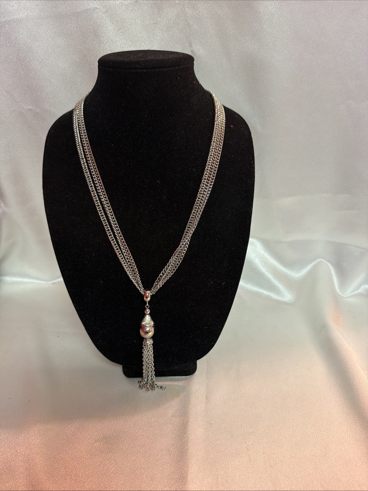 Vintage Classy, Multi Chain Pendant, Tassel Necklace, 22 Inches Long