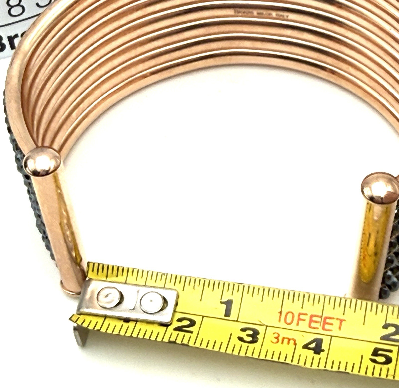 Italian Bronze MILOR Wide Cuff Statement Bracelet Layered Gunmetal Color Beads
