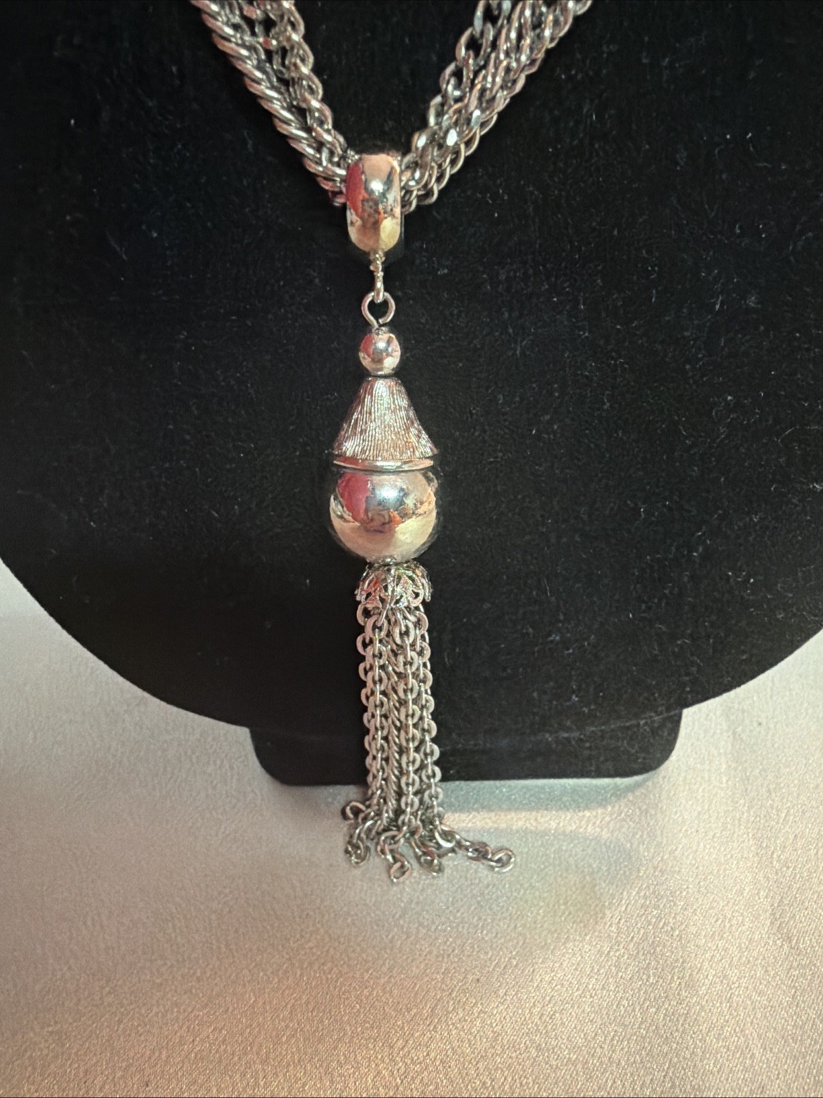 Vintage Classy, Multi Chain Pendant, Tassel Necklace, 22 Inches Long