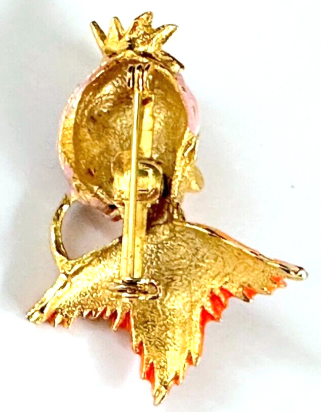 Multicolor Enamel & Green Rhinestone Eyes Girl Dog Brooch Vintage