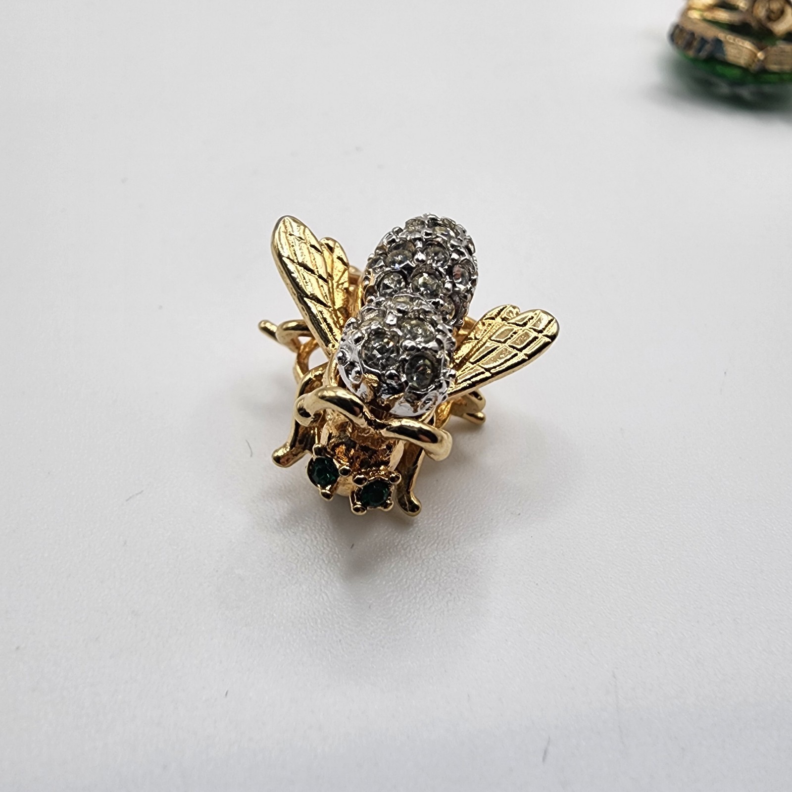 Vintage Brooch Set Turtle & Fly Bee Bug Pins Enamel Animal Rhinestone Gold Toned