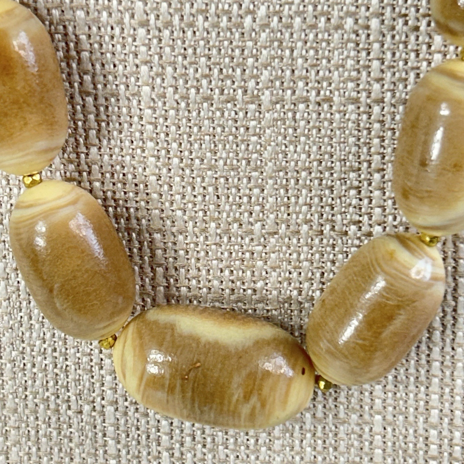Vintage Chunky Necklace Golden Brown 25″ Statement Graduated Oval Beaded