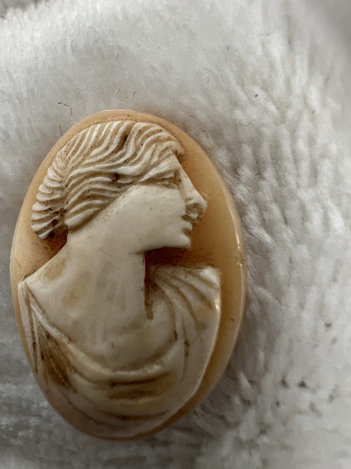 vintage unmounted oval Profile cameo features a hand-carved shell