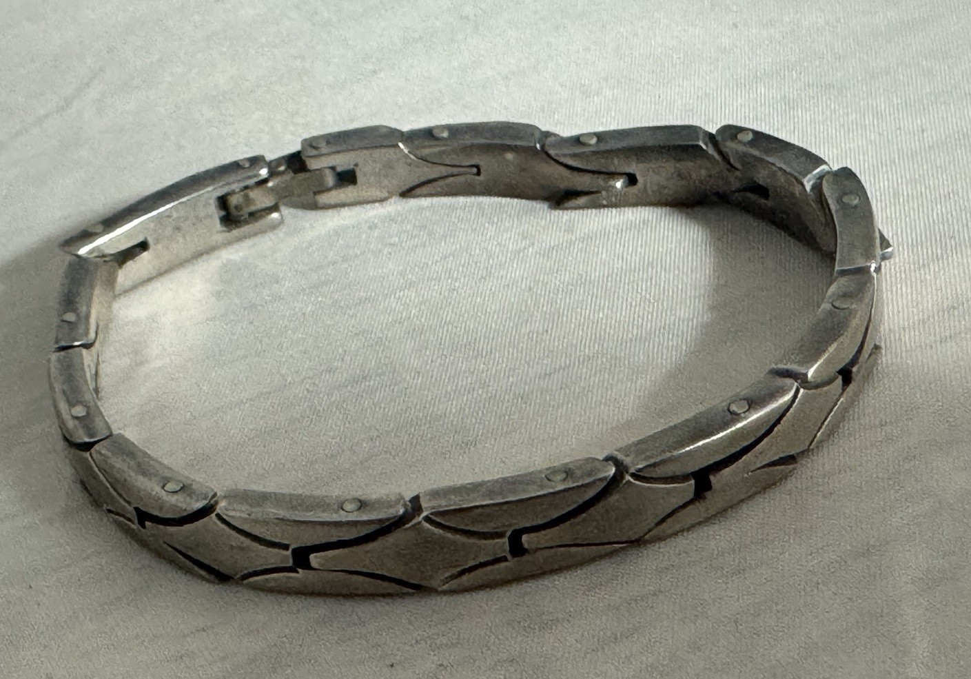 Vintage Taxco Sterling Silver 6mm Bracelet Modernist Style 6.5”
