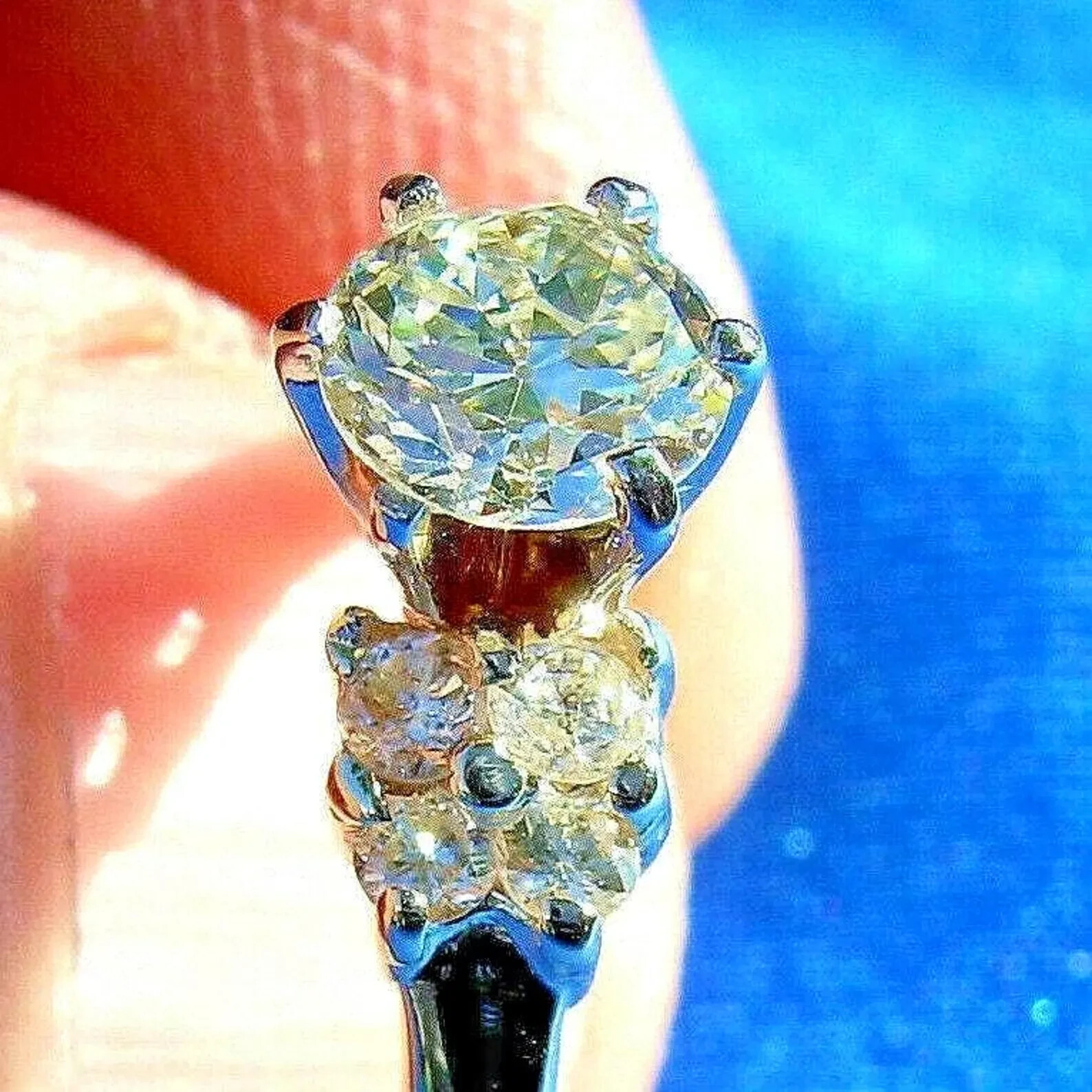 Original EARTH MINED DIAMOND Deco Engagement Ring 14K GOLD Vintage Solitaire S 6