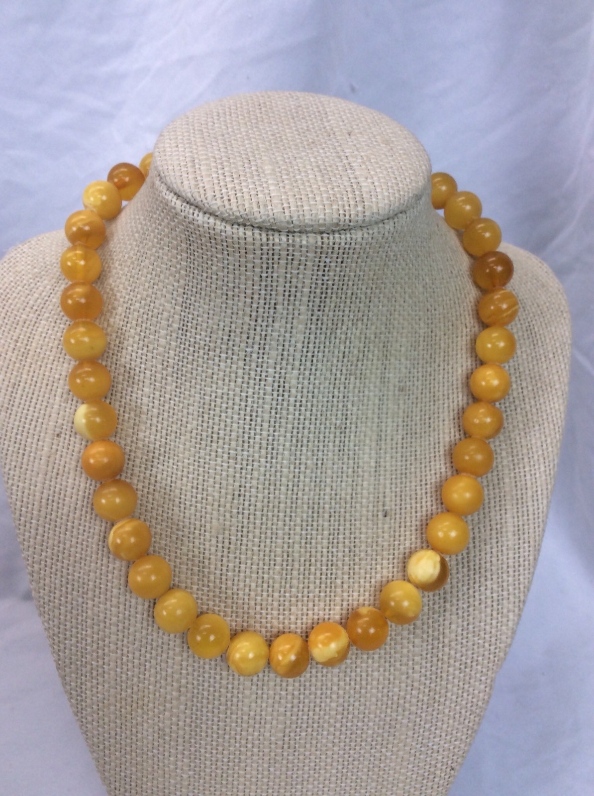 Genuine Vtg Egg Yolk Amber Round Beads Necklace Was Restrung 30 G