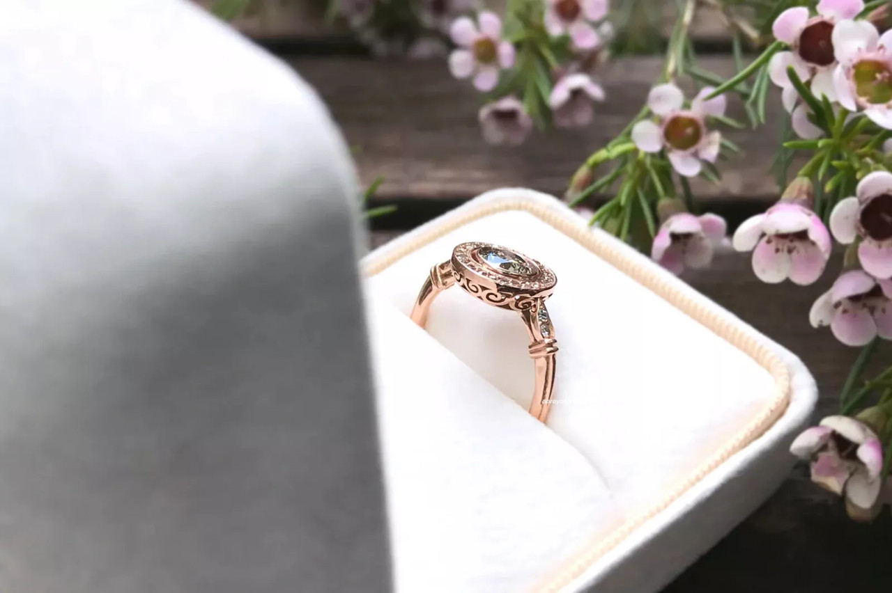 2Ct Vintage Art Deco Style Lab-Created Diamond Engagement Ring 14K Rose Gold FN