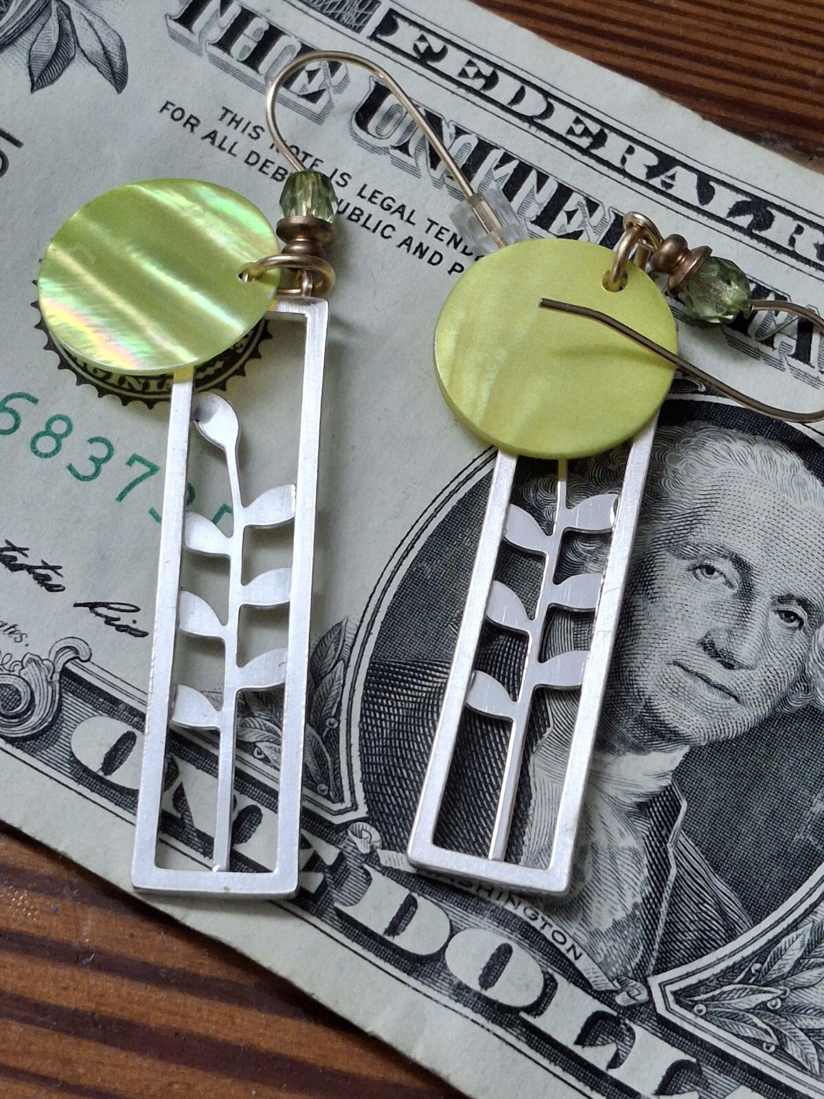 14k GF Gold Filled Earrings Green Leaf