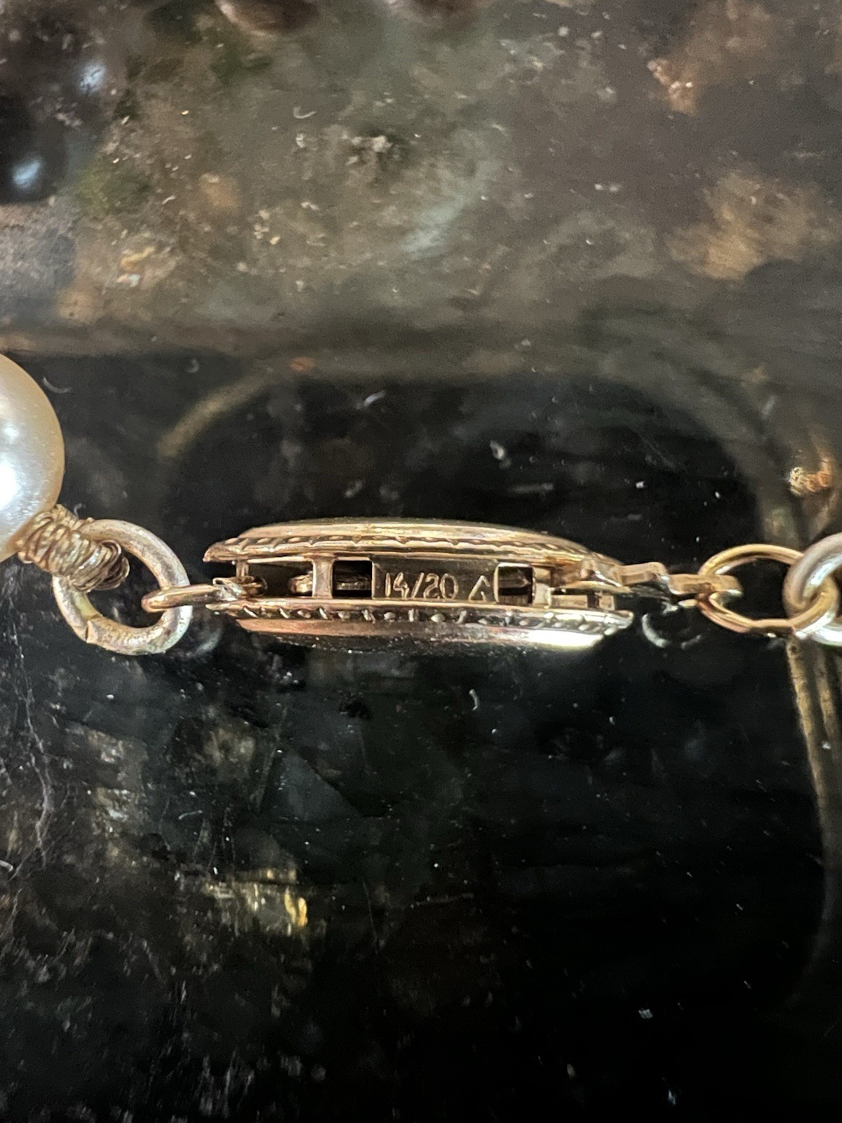 VINTAGE MAJORCA PEARL NECKLACE 14K G.F. CLASP 20 IN. 5MM PEARLS FROM SPAIN NOS.