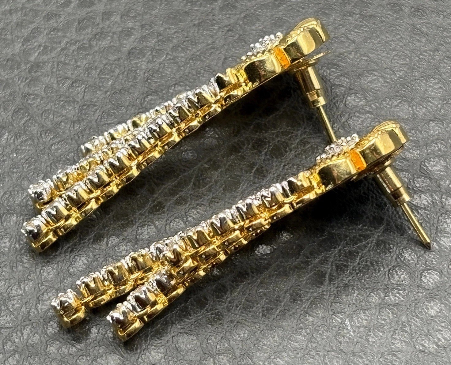 Gorgeous Cubic Zirconia Flower Gold Plated Chandelier Drop Pierced Earrings