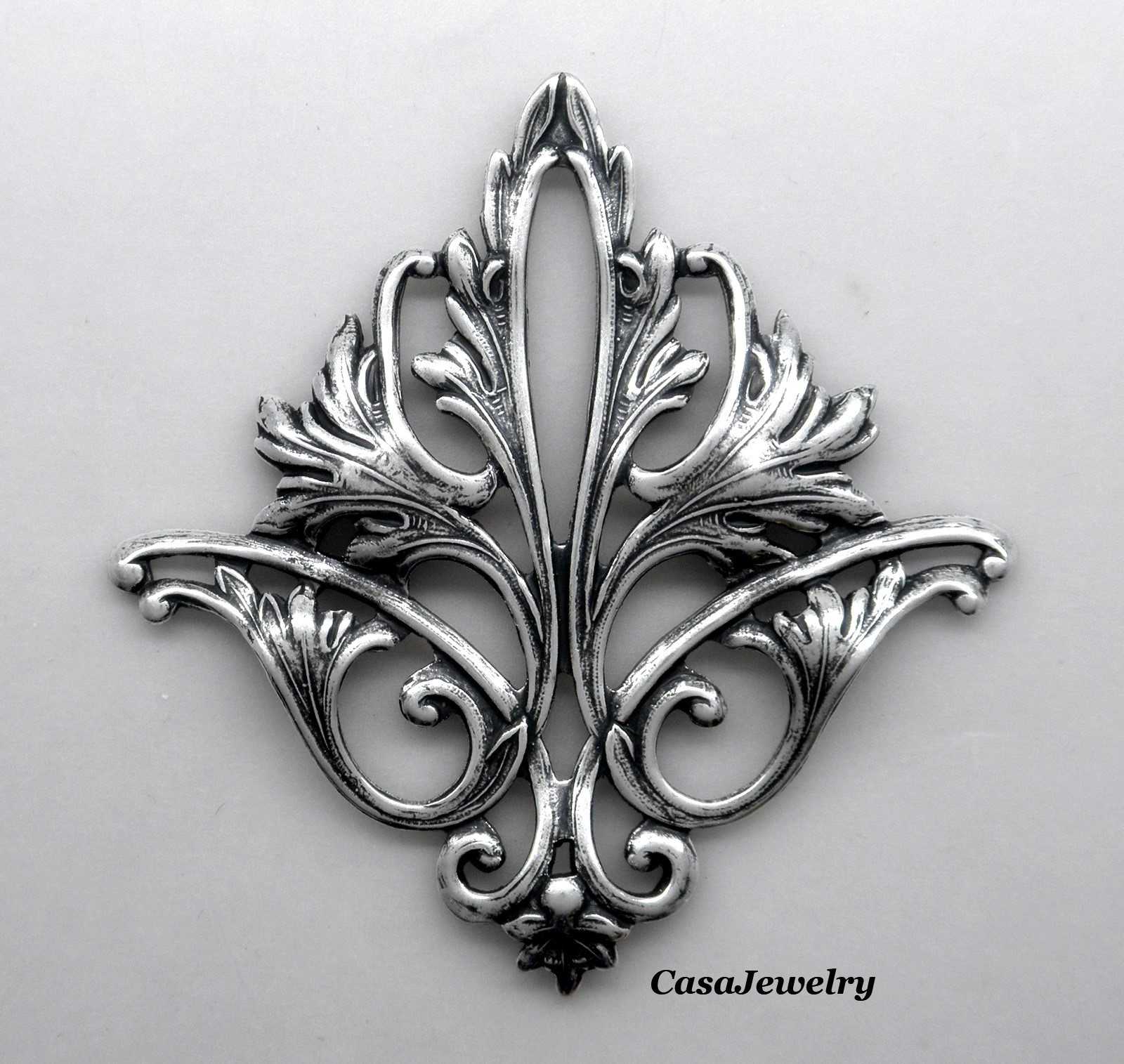 #4018 ANTIQUED .925 STERLING SILVER PLATED FILIGREE CORNER FLOURISH