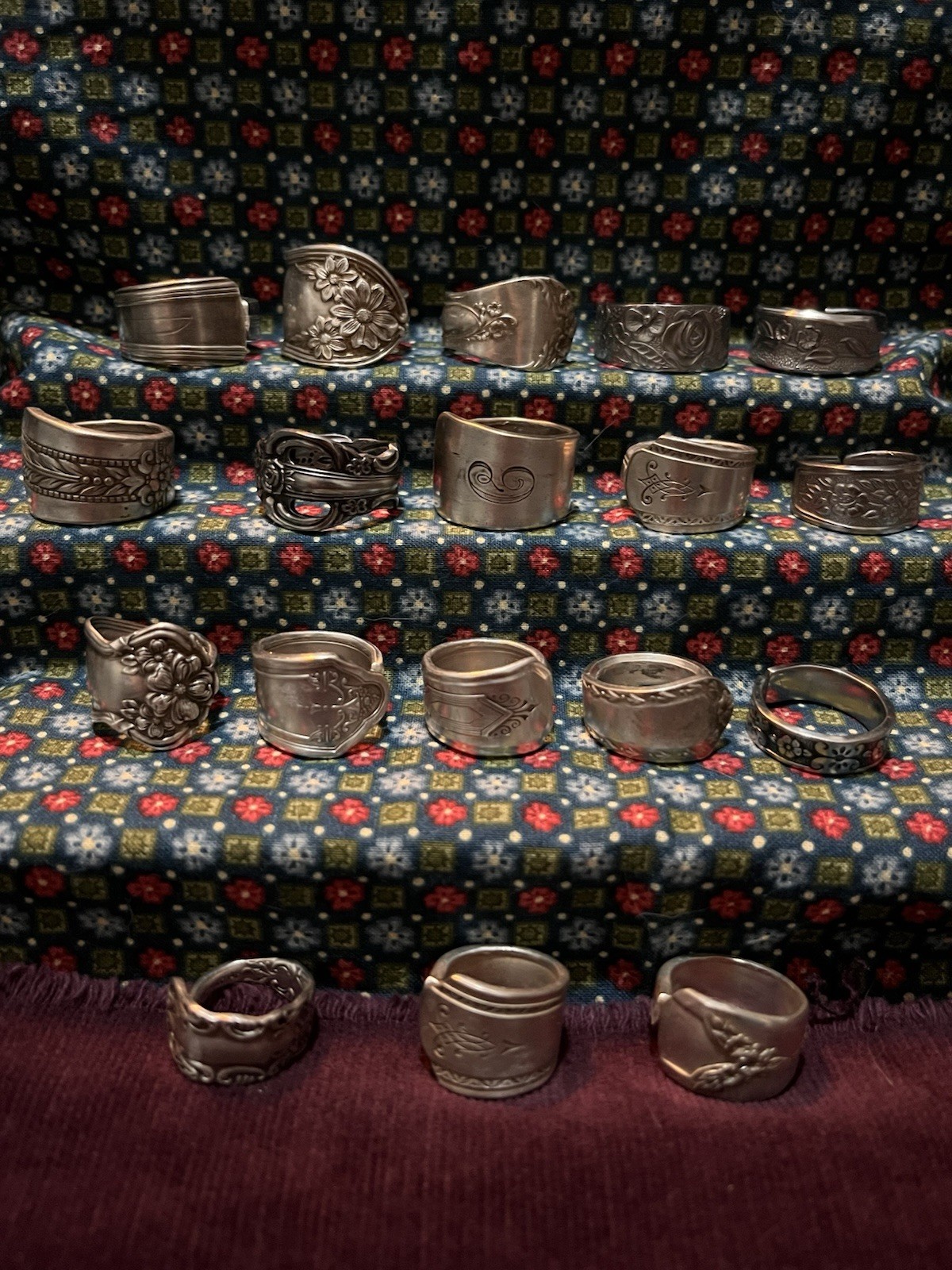 Spoon Ring Lot Of 18-Silver Plated & Stainless Steel Antique & Modern