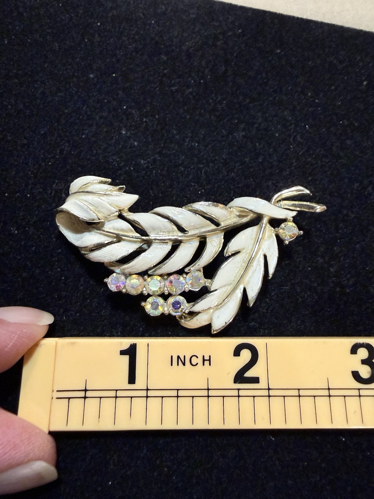 Vintage Enamel And Aurora Borealis Rhinestone Goldtone Brooch