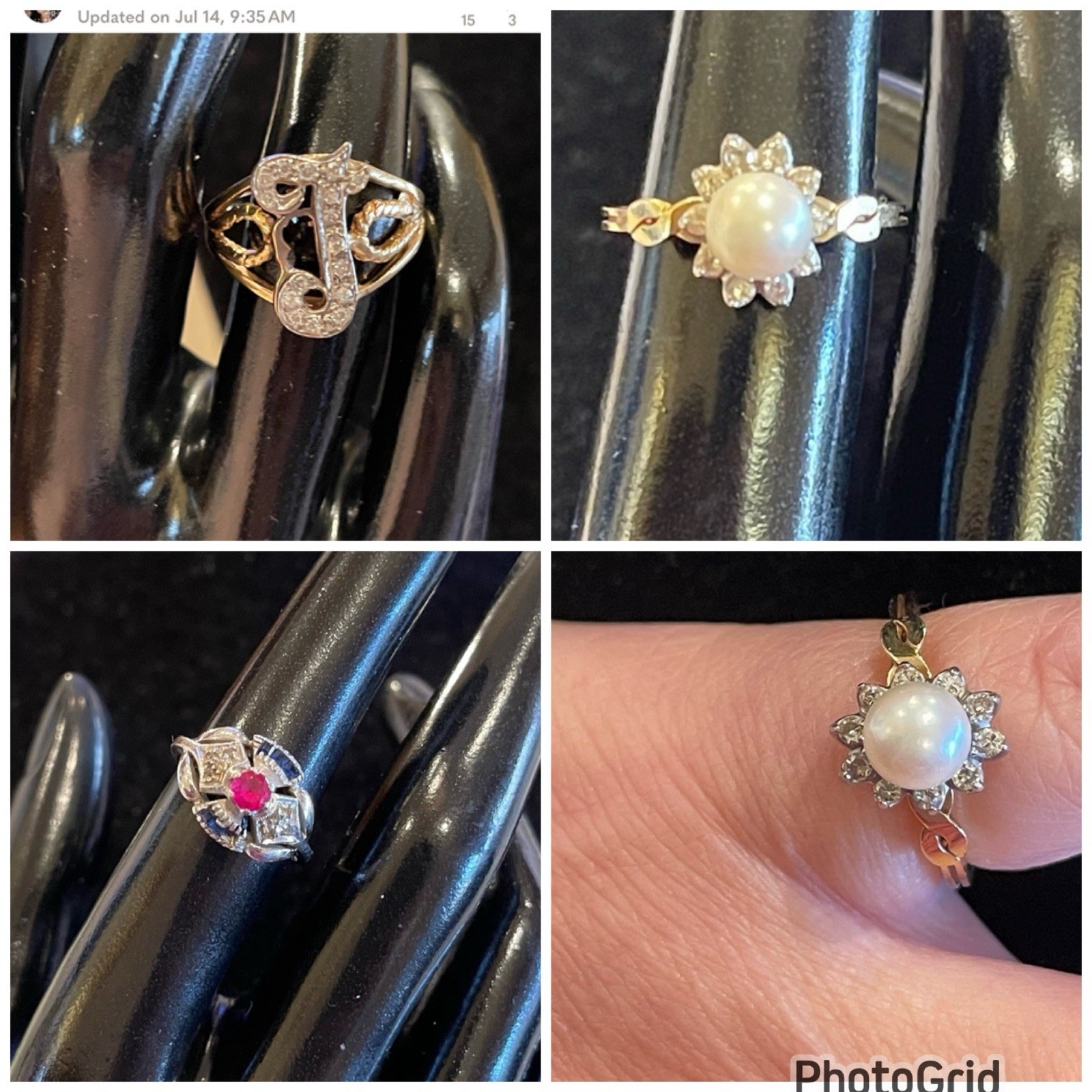 ART NOUVEAU 14k Yellow Gold Oval Signet Ring Monogram “SB_JS” Sz 5 Vintage